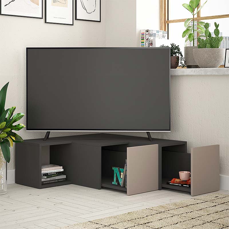 Έπιπλο τηλεόρασης γωνιακό Compact Megapap μελαμίνης χρώμα ανθρακί - ανοιχτή μόκα 94,2x90,6x31,4εκ. Έπιπλο τηλεόρασης γωνιακό Compact Megapap μελαμίνης χρώμα ανθρακί - ανοιχτή μόκα 94,2x90,6x31,4εκ.