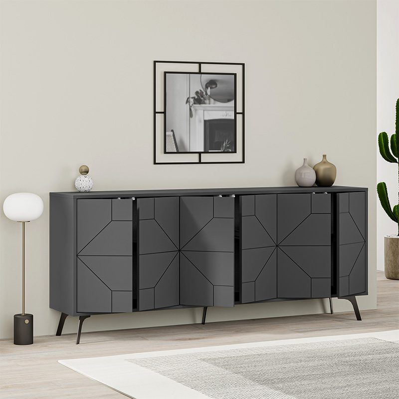 Μπουφές Dune Megapap χρώμα ανθρακί 184x35x77,4εκ. Μπουφές Dune Megapap χρώμα ανθρακί 184x35x77,4εκ.