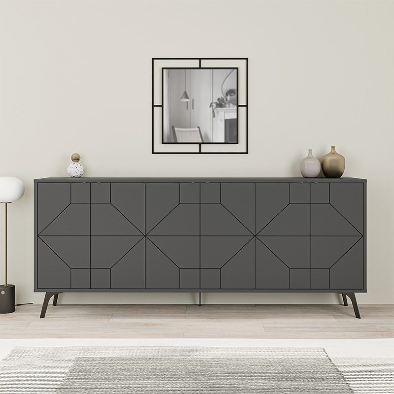 Μπουφές Dune Megapap χρώμα ανθρακί 184x35x77,4εκ. Μπουφές Dune Megapap χρώμα ανθρακί 184x35x77,4εκ.