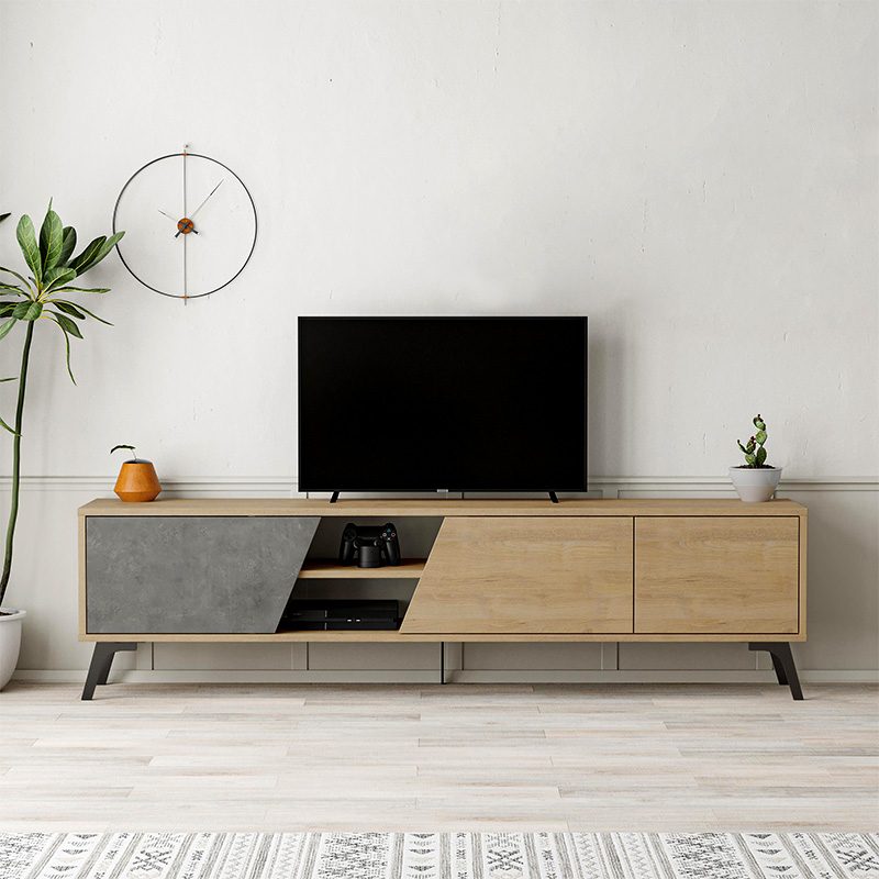 Έπιπλο τηλεόρασης Fiona Megapap χρώμα sapphire oak - γκρι ρετρό 180x35,6x48εκ. Έπιπλο τηλεόρασης Fiona Megapap χρώμα sapphire oak - γκρι ρετρό 180x35,6x48εκ.