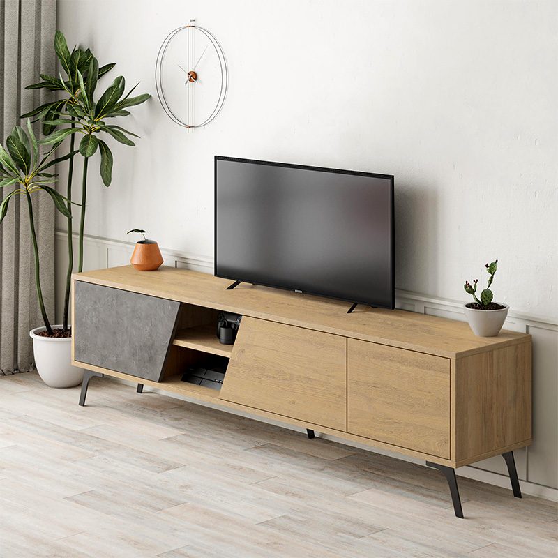 Έπιπλο τηλεόρασης Fiona Megapap χρώμα sapphire oak - γκρι ρετρό 180x35,6x48εκ. Έπιπλο τηλεόρασης Fiona Megapap χρώμα sapphire oak - γκρι ρετρό 180x35,6x48εκ.