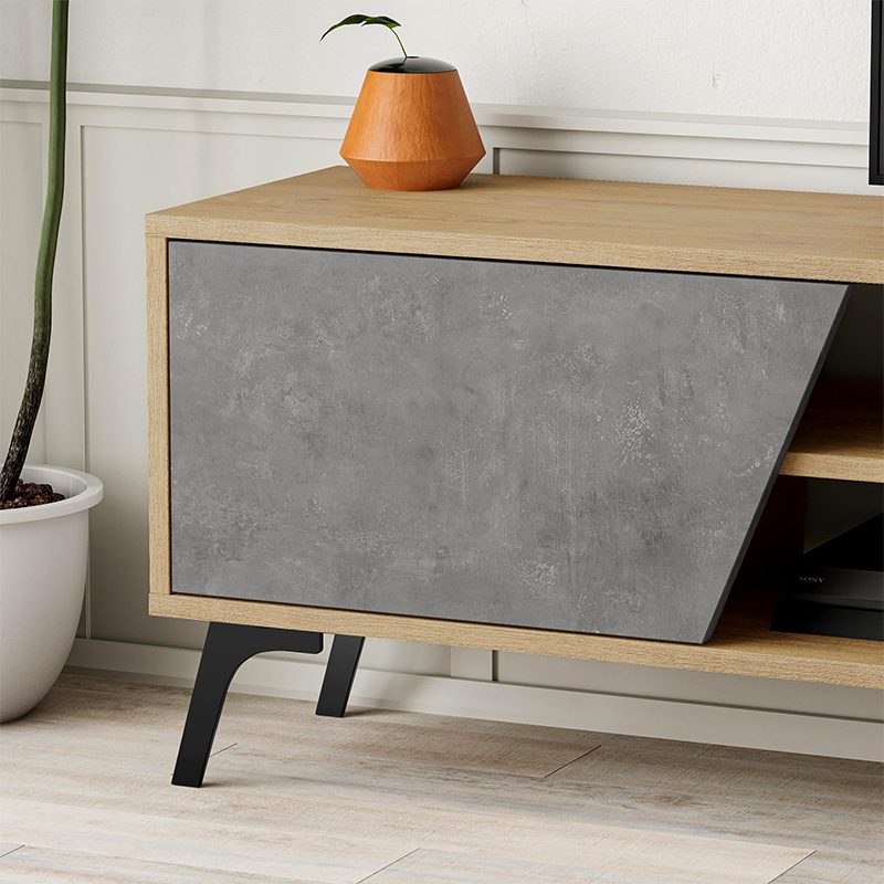 Έπιπλο τηλεόρασης Fiona Megapap χρώμα sapphire oak - γκρι ρετρό 180x35,6x48εκ. Έπιπλο τηλεόρασης Fiona Megapap χρώμα sapphire oak - γκρι ρετρό 180x35,6x48εκ.