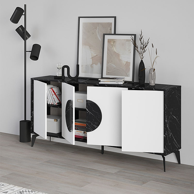 Μπουφές Gora Megapap χρώμα μαύρο εφέ μαρμάρου - λευκό 180x35,6x82εκ. Μπουφές Gora Megapap χρώμα μαύρο εφέ μαρμάρου - λευκό 180x35,6x82εκ.