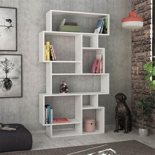 Βιβλιοθήκη Karmato Megapap χρώμα λευκό 96x25,5x168,5εκ.