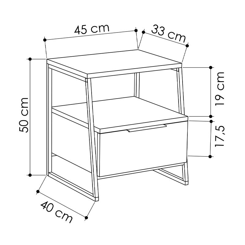 Κομοδίνο Pal Megapap χρώμα ανθρακί 45x40x50εκ. Κομοδίνο Pal Megapap χρώμα ανθρακί 45x40x50εκ.