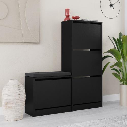 Παπουτσοθήκη Dude Megapap χρώμα μαύρο 104,8x26x118,5εκ.