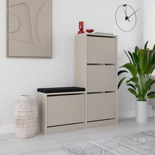 Παπουτσοθήκη Dude Megapap χρώμα sandstone 104,8x26x118,5εκ.