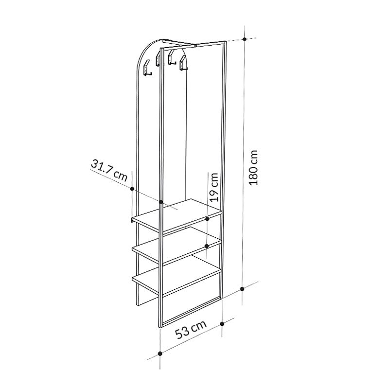Έπιπλο εισόδου Archy Megapap χρώμα sapphire oak 53x31,7x180εκ.