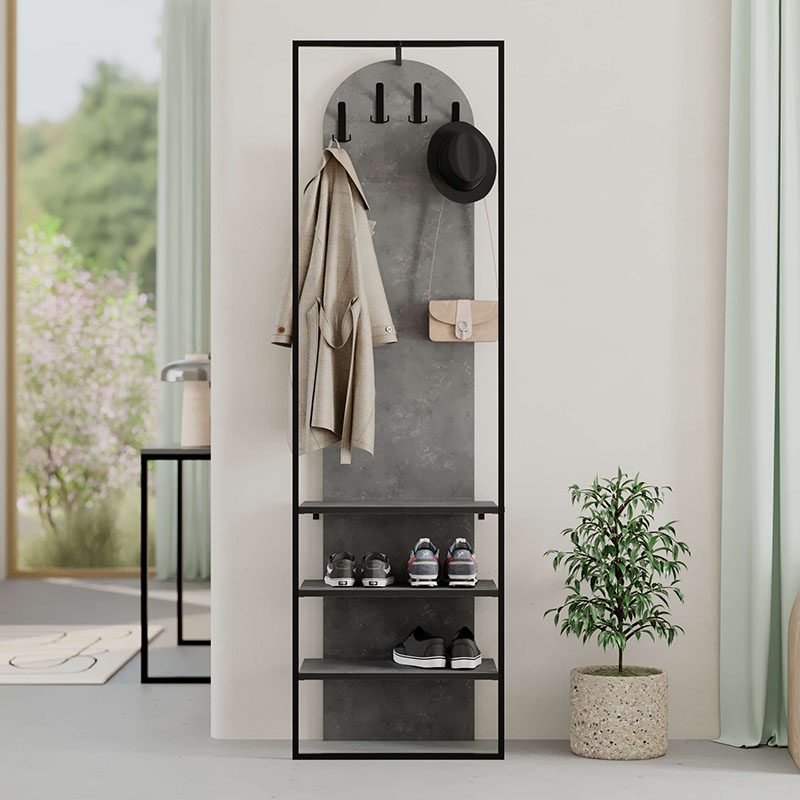 Έπιπλο εισόδου Archy Megapap χρώμα γκρι ρετρό 53x31,7x180εκ.