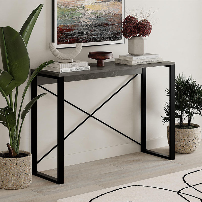 Κονσόλα Archie Megapap χρώμα γκρι ρετρό - μαύρο 110x35x75εκ. Κονσόλα Archie Megapap χρώμα γκρι ρετρό - μαύρο 110x35x75εκ.