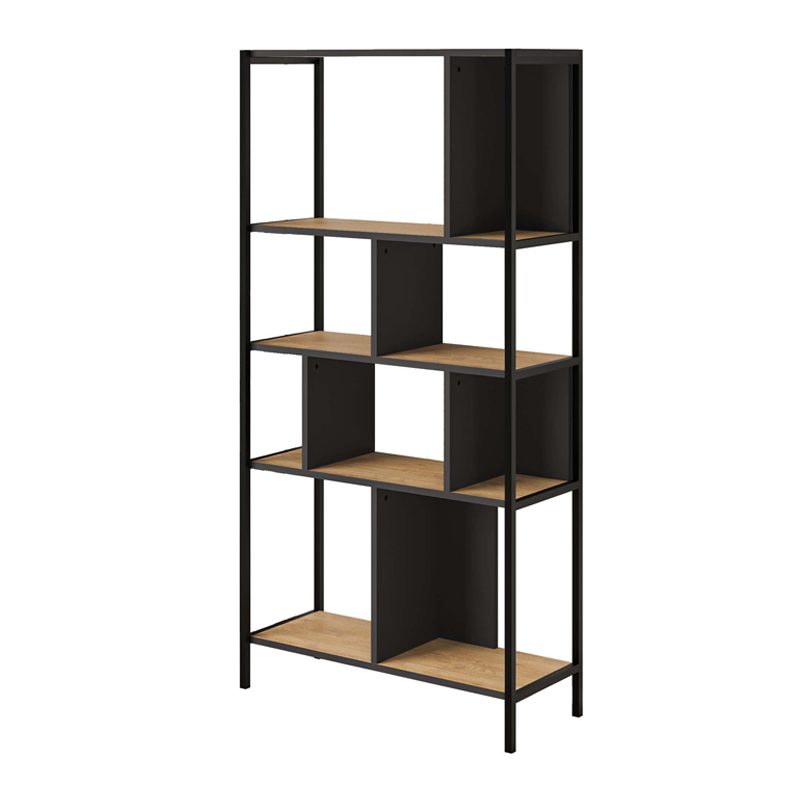 Βιβλιοθήκη Midi Megapap χρώμα sapphire oak - silky black 88x35x175εκ. Βιβλιοθήκη Midi Megapap χρώμα sapphire oak - silky black 88x35x175εκ.