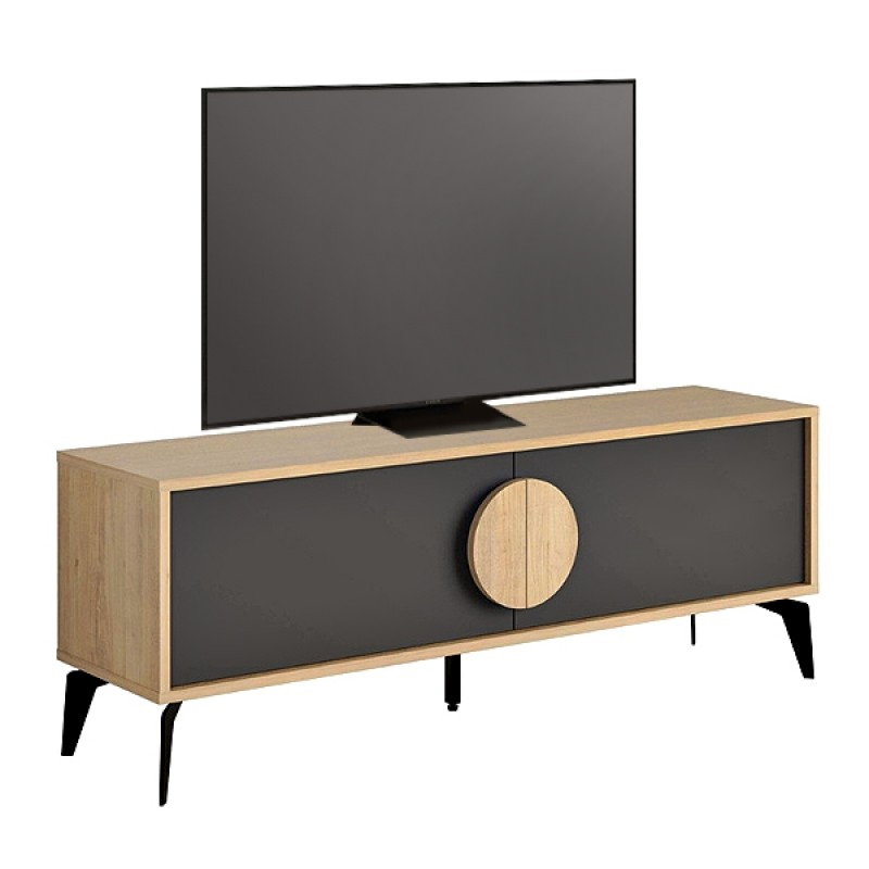 Έπιπλο τηλεόρασης Gora Megapap χρώμα sapphire oak - silky black 140x35,6x51εκ. Έπιπλο τηλεόρασης Gora Megapap χρώμα sapphire oak - silky black 140x35,6x51εκ.