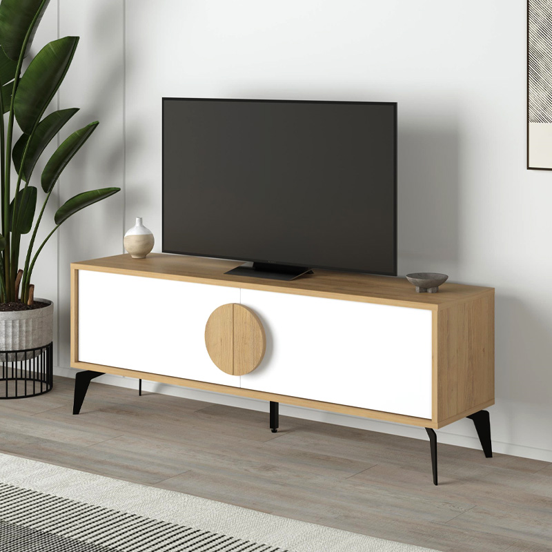 Έπιπλο τηλεόρασης Gora Megapap χρώμα sapphire oak - λευκό 140x35,6x51εκ. Έπιπλο τηλεόρασης Gora Megapap χρώμα sapphire oak - λευκό 140x35,6x51εκ.