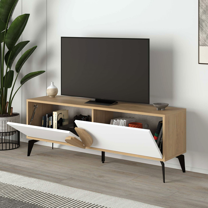 Έπιπλο τηλεόρασης Gora Megapap χρώμα sapphire oak - λευκό 140x35,6x51εκ. Έπιπλο τηλεόρασης Gora Megapap χρώμα sapphire oak - λευκό 140x35,6x51εκ.