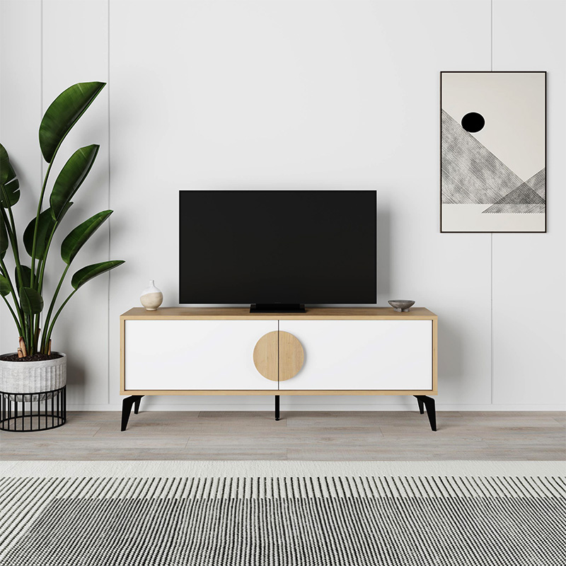 Έπιπλο τηλεόρασης Gora Megapap χρώμα sapphire oak - λευκό 140x35,6x51εκ. Έπιπλο τηλεόρασης Gora Megapap χρώμα sapphire oak - λευκό 140x35,6x51εκ.