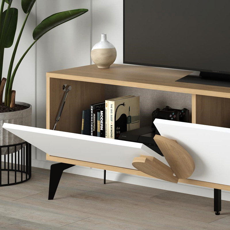 Έπιπλο τηλεόρασης Gora Megapap χρώμα sapphire oak - λευκό 140x35,6x51εκ. Έπιπλο τηλεόρασης Gora Megapap χρώμα sapphire oak - λευκό 140x35,6x51εκ.