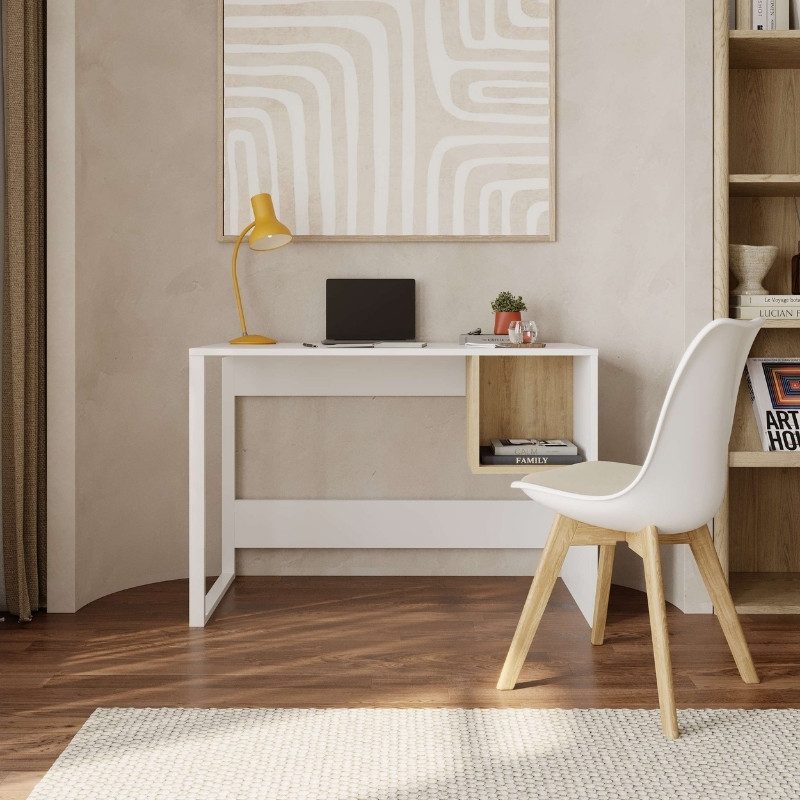 Γραφείο εργασίας Cubo Megapap χρώμα λευκό - sapphire oak 110x50x75εκ. Γραφείο εργασίας Cubo Megapap χρώμα λευκό - sapphire oak 110x50x75εκ.