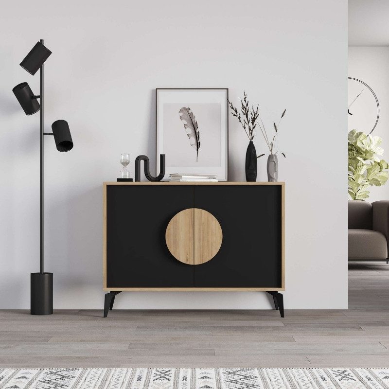 Μπουφές Gora Megapap χρώμα sapphire oak - silky black 110x40x82εκ. Μπουφές Gora Megapap χρώμα sapphire oak - silky black 110x40x82εκ.