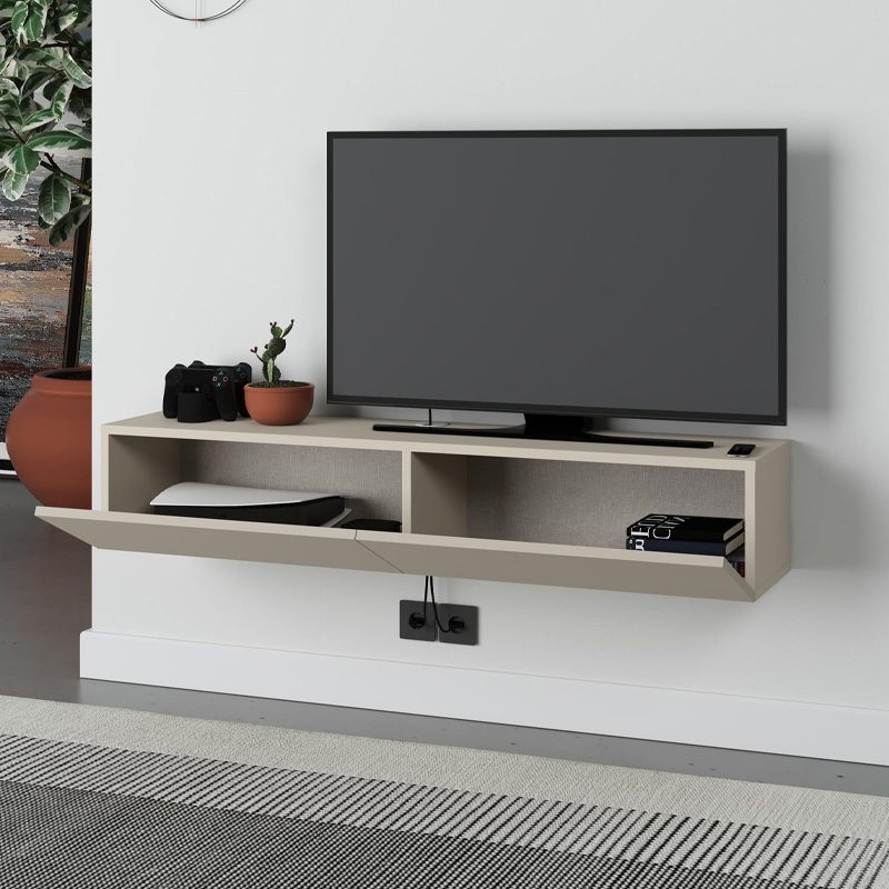 Έπιπλο τηλεόρασης επιτοίχιο Francy Megapap χρώμα sandstone 135x31,7x25εκ. Έπιπλο τηλεόρασης επιτοίχιο Francy Megapap χρώμα sandstone 135x31,7x25εκ.