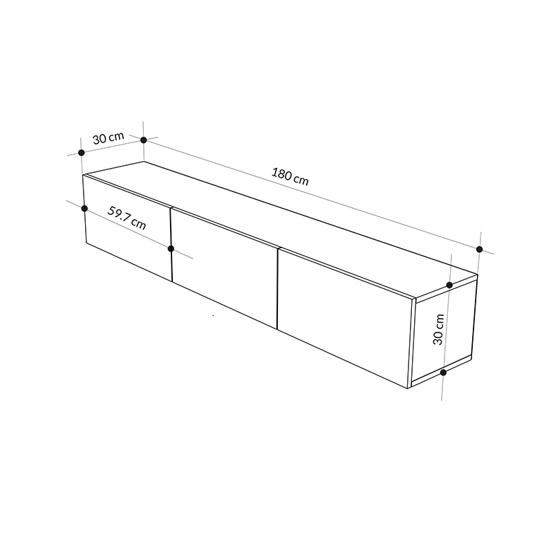 Έπιπλο τηλεόρασης επιτοίχιο Francy Megapap χρώμα ash green 180x30x30εκ. Έπιπλο τηλεόρασης επιτοίχιο Francy Megapap χρώμα ash green 180x30x30εκ.