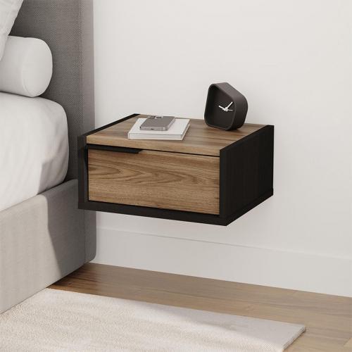 Κομοδίνο επιτοίχιο Eco Megapap χρώμα black wood - καρυδί 40x33x18,5εκ.