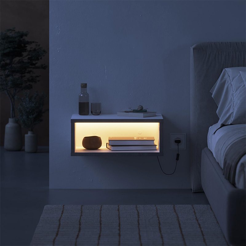 Κομοδίνο επιτοίχιο Brik Megapap με LED χρώμα λευκό - γκρι ρετρό 45x30x18εκ. Κομοδίνο επιτοίχιο Brik Megapap με LED χρώμα λευκό - γκρι ρετρό 45x30x18εκ.