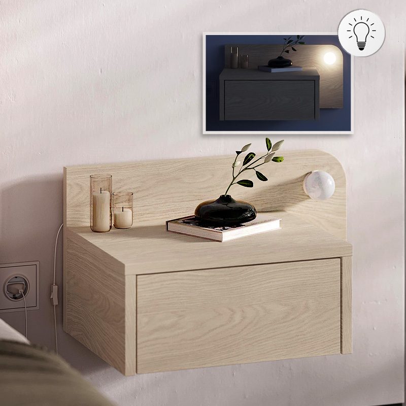 Κομοδίνο επιτοίχιο Dotta Megapap με LED χρώμα light oak 52x33,6x28εκ. Κομοδίνο επιτοίχιο Dotta Megapap με LED χρώμα light oak 52x33,6x28εκ.