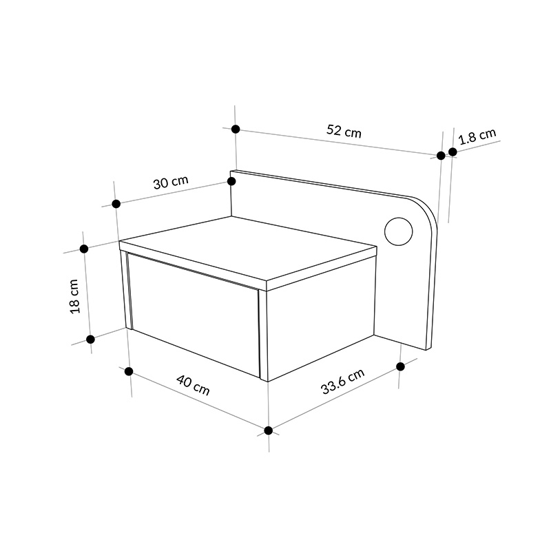 Κομοδίνο επιτοίχιο Dotta Megapap με LED χρώμα light oak 52x33,6x28εκ. Κομοδίνο επιτοίχιο Dotta Megapap με LED χρώμα light oak 52x33,6x28εκ.