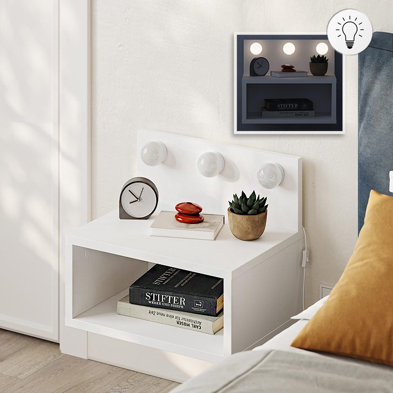 Κομοδίνο επιτοίχιο Treo Megapap με LED χρώμα λευκό 40x30x33,8εκ. Κομοδίνο επιτοίχιο Treo Megapap με LED χρώμα λευκό 40x30x33,8εκ.