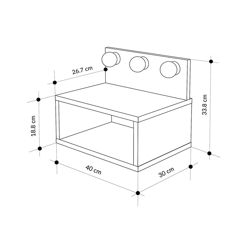 Κομοδίνο επιτοίχιο Treo Megapap με LED χρώμα λευκό 40x30x33,8εκ. Κομοδίνο επιτοίχιο Treo Megapap με LED χρώμα λευκό 40x30x33,8εκ.