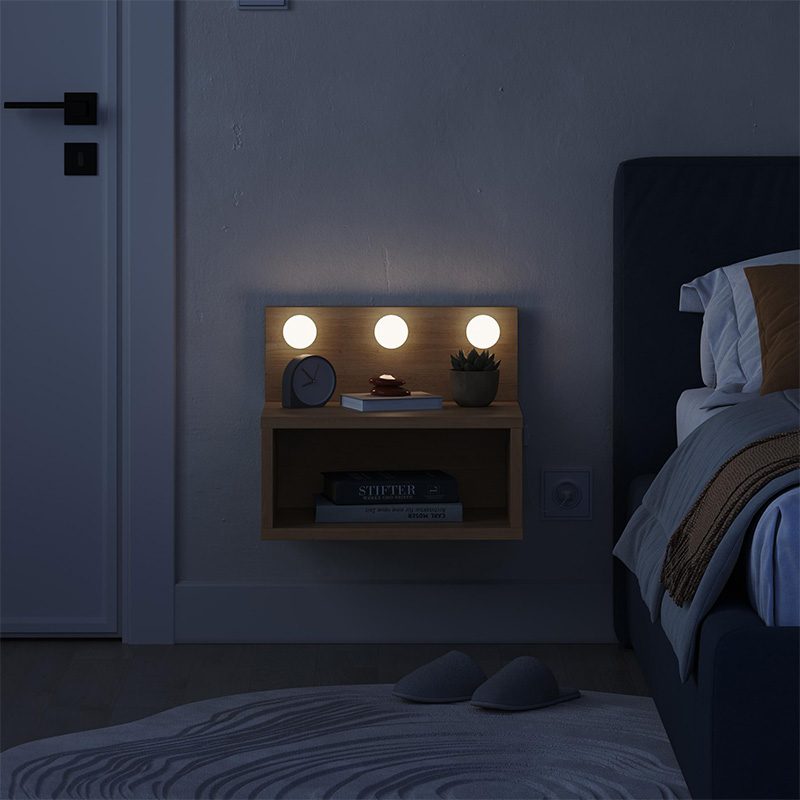 Κομοδίνο επιτοίχιο Treo Megapap με LED χρώμα sapphire oak 40x30x33,8εκ. Κομοδίνο επιτοίχιο Treo Megapap με LED χρώμα sapphire oak 40x30x33,8εκ.