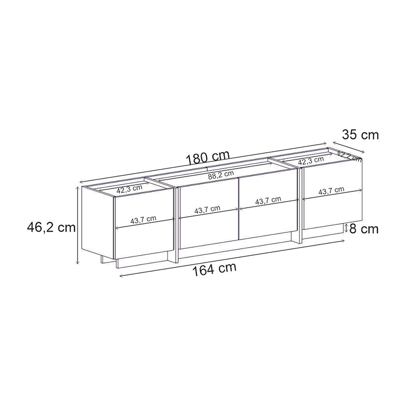 Έπιπλο τηλεόρασης Lowen Megapap χρώμα travertine 180x35x46,2εκ. Έπιπλο τηλεόρασης Lowen Megapap χρώμα travertine 180x35x46,2εκ.