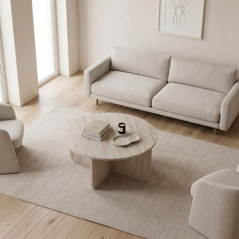 Τραπεζάκι σαλονιού Hillary Megapap χρώμα travertine Ø80x38εκ. Τραπεζάκι σαλονιού Hillary Megapap χρώμα travertine Ø80x38εκ.