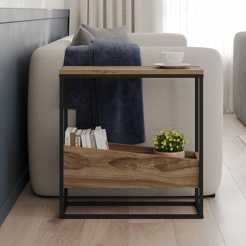 Τραπεζάκι βοηθητικό Lido Megapap χρώμα καρυδί Ud 60x22x62εκ.