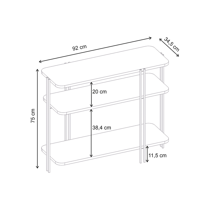 Κονσόλα Notus Megapap χρώμα sapphire oak 92x34,5x75εκ.