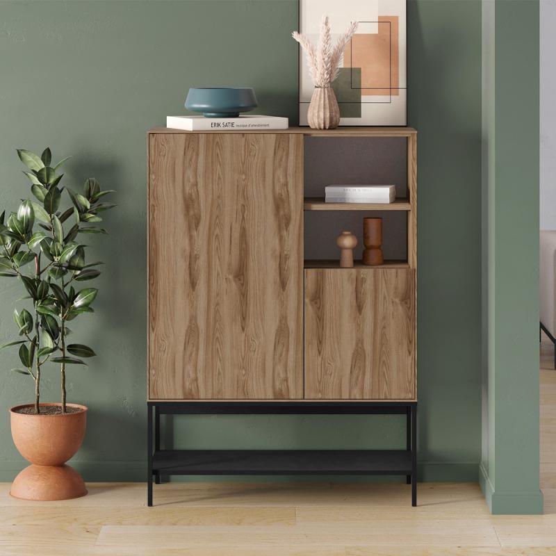 Μπουφές Amira Megapap χρώμα καρυδί Ud - black wood 90x40x125εκ. Μπουφές Amira Megapap χρώμα καρυδί Ud - black wood 90x40x125εκ.