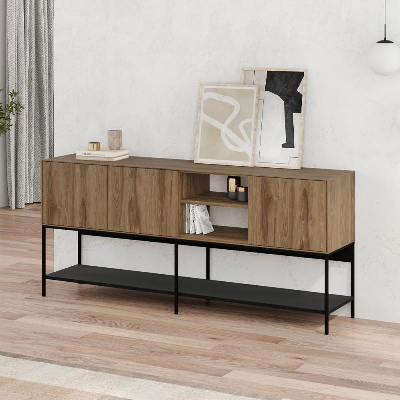 Μπουφές Amira Megapap χρώμα καρυδί Ud - black wood 180x40x80εκ.