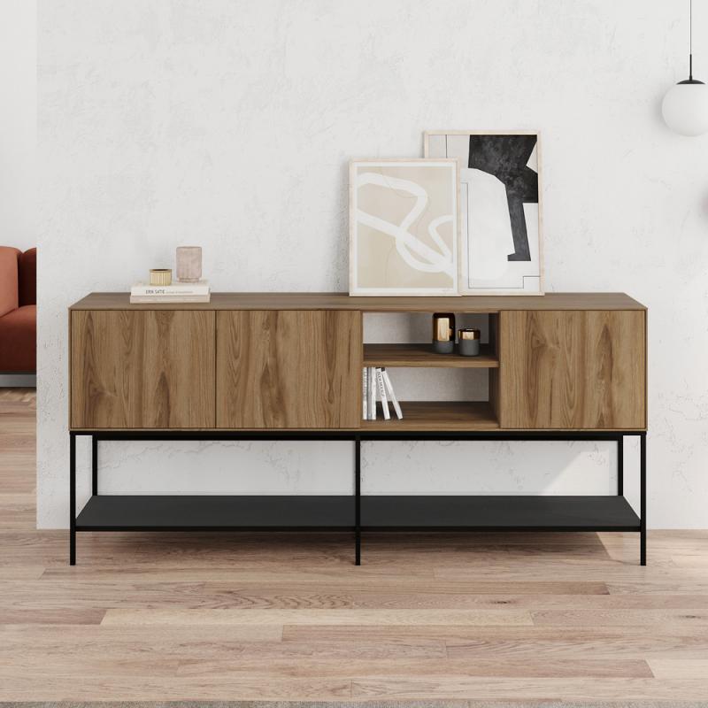 Μπουφές Amira Megapap χρώμα καρυδί Ud - black wood 180x40x80εκ.