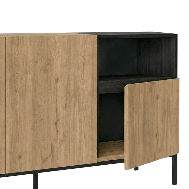 Μπουφές Cailin Megapap χρώμα sepet oak - black wood 140x41,8x80εκ. Μπουφές Cailin Megapap χρώμα sepet oak - black wood 140x41,8x80εκ.