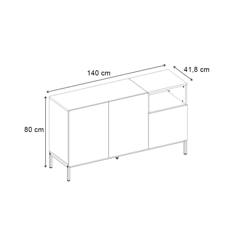 Μπουφές Cailin Megapap χρώμα sepet oak - black wood 140x41,8x80εκ. Μπουφές Cailin Megapap χρώμα sepet oak - black wood 140x41,8x80εκ.