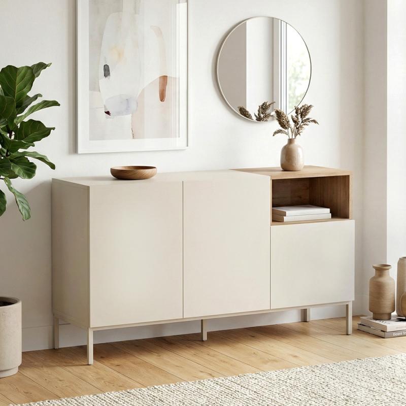 Μπουφές Cailin Megapap χρώμα sandstone - sepet oak 140x41,8x80εκ. Μπουφές Cailin Megapap χρώμα sandstone - sepet oak 140x41,8x80εκ.