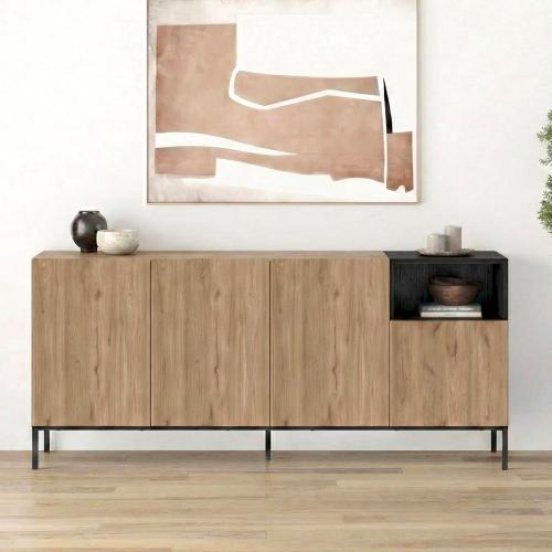 Μπουφές Cailin Megapap χρώμα sepet oak - black wood 180x41,8x80εκ.