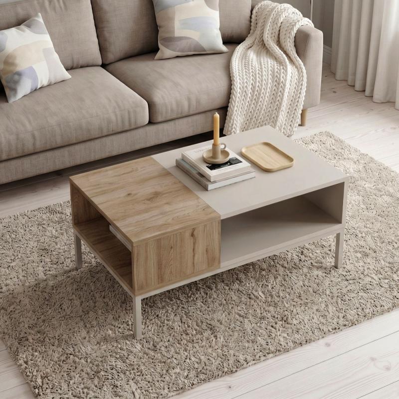 Τραπεζάκι σαλονιού Cailin Megapap χρώμα sandstone - sepet oak 90x56x40,6εκ. Τραπεζάκι σαλονιού Cailin Megapap χρώμα sandstone - sepet oak 90x56x40,6εκ.