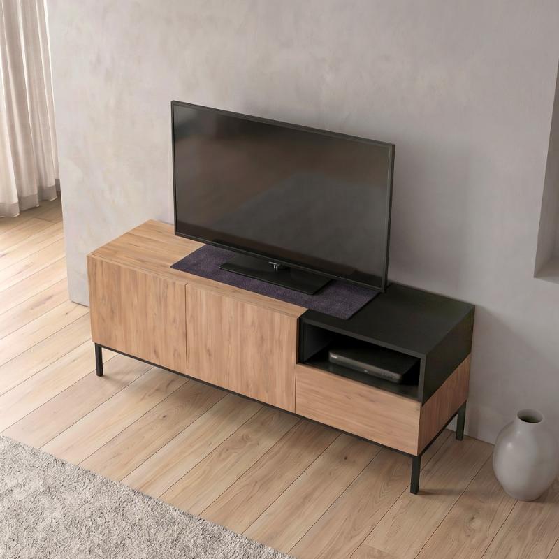Έπιπλο τηλεόρασης Cailin Megapap χρώμα sepet oak - black wood 140x41,8x55εκ. Έπιπλο τηλεόρασης Cailin Megapap χρώμα sepet oak - black wood 140x41,8x55εκ.