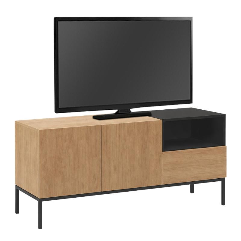 Έπιπλο τηλεόρασης Cailin Megapap χρώμα sepet oak - black wood 140x41,8x55εκ. Έπιπλο τηλεόρασης Cailin Megapap χρώμα sepet oak - black wood 140x41,8x55εκ.