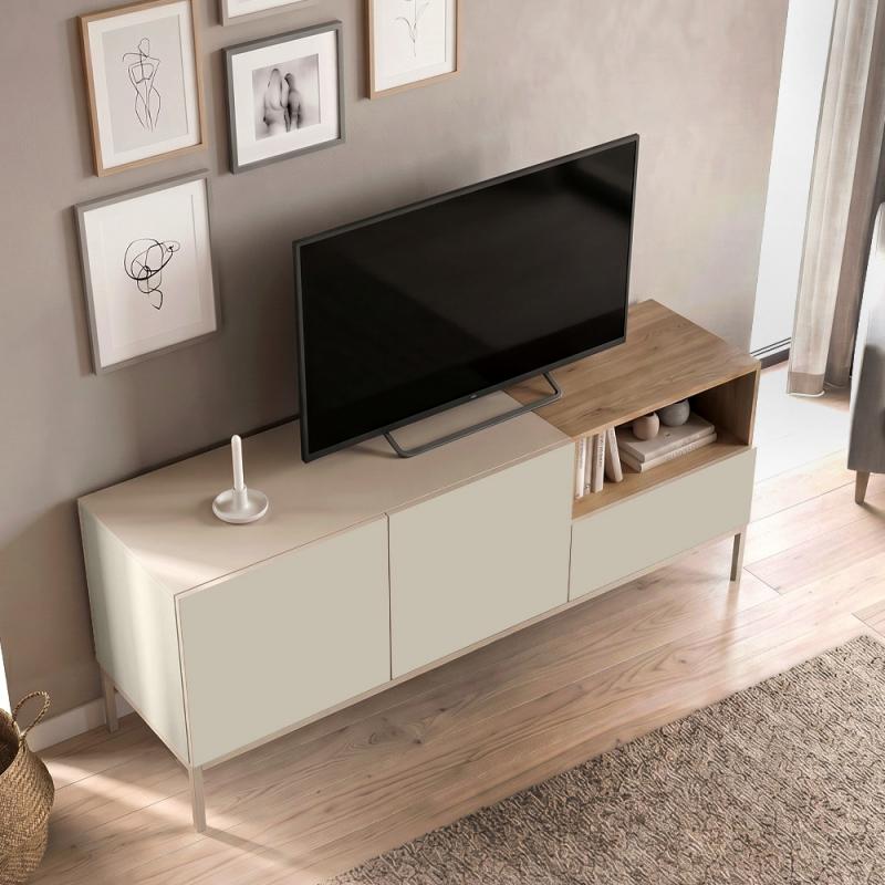 Έπιπλο τηλεόρασης Cailin Megapap χρώμα sandstone - sepet oak 140x41,8x55εκ. Έπιπλο τηλεόρασης Cailin Megapap χρώμα sandstone - sepet oak 140x41,8x55εκ.