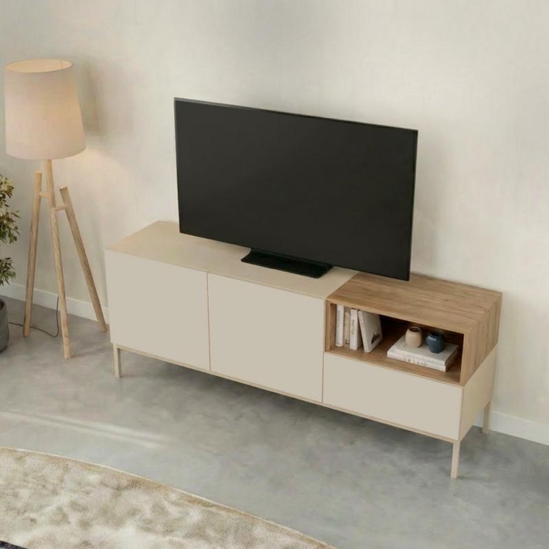 Έπιπλο τηλεόρασης Cailin Megapap χρώμα sandstone - sepet oak 140x41,8x55εκ. Έπιπλο τηλεόρασης Cailin Megapap χρώμα sandstone - sepet oak 140x41,8x55εκ.