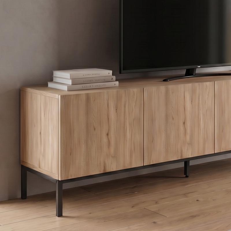 Έπιπλο τηλεόρασης Cailin Megapap χρώμα sepet oak - black wood 180x41,8x55εκ. Έπιπλο τηλεόρασης Cailin Megapap χρώμα sepet oak - black wood 180x41,8x55εκ.
