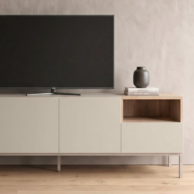 Έπιπλο τηλεόρασης Cailin Megapap χρώμα sandstone - sepet oak 180x41,8x55εκ. Έπιπλο τηλεόρασης Cailin Megapap χρώμα sandstone - sepet oak 180x41,8x55εκ.