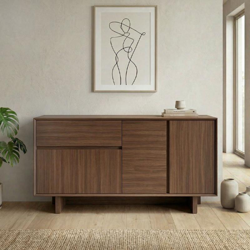 Μπουφές Capri Megapap χρώμα καρυδί milano 146x45x76,5εκ.